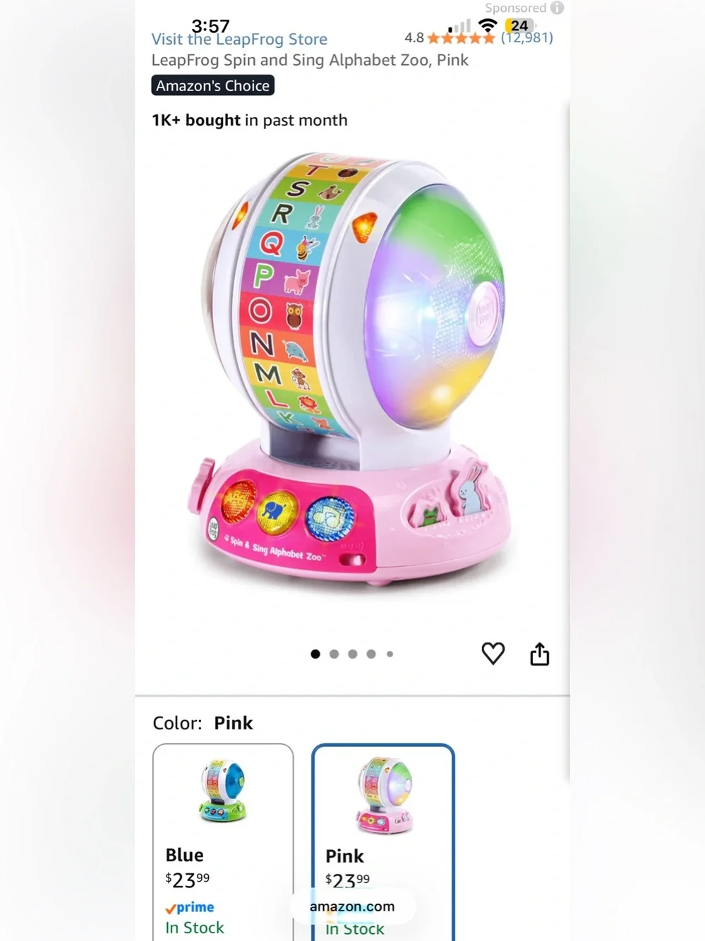 LeapFrog Spin and Sing Alphabet Zoo Toy